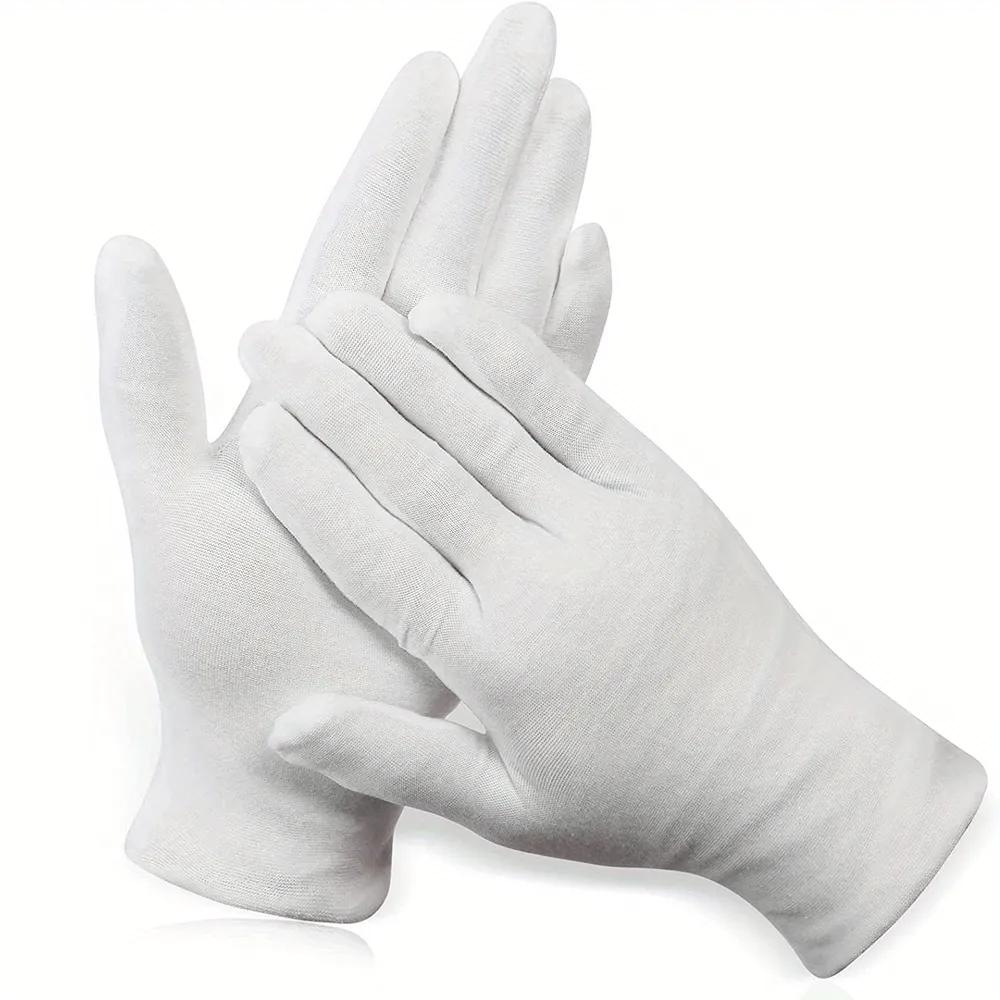 12 Pairs of Large White Cotton Gloves for Women