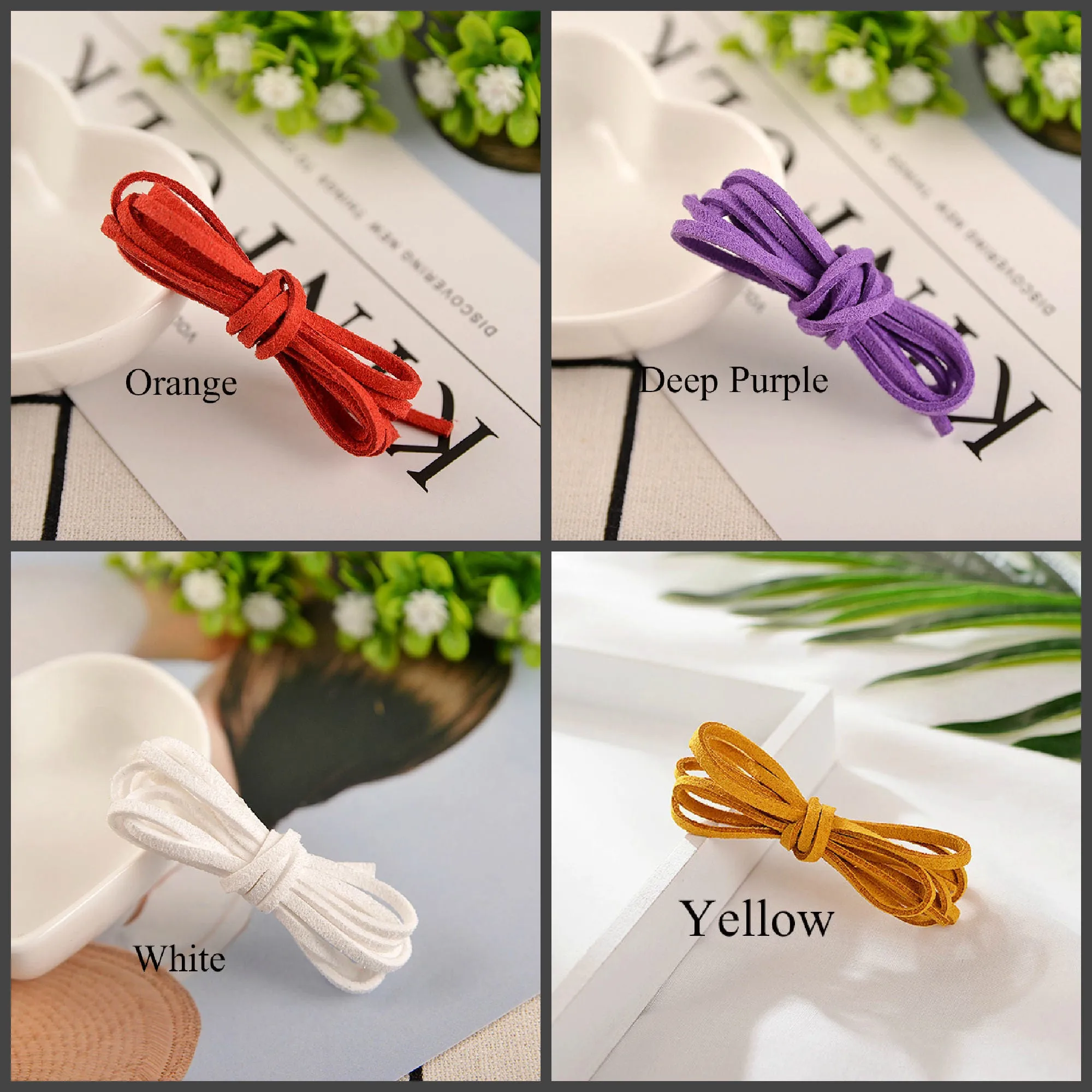 2.5mm* 1m Faux Suede Cord Multi-Color Manmade Leather Soft Lace Thread String Strap Strip Vegan Flat Rope Jewelry Necklace Choker Bracelet