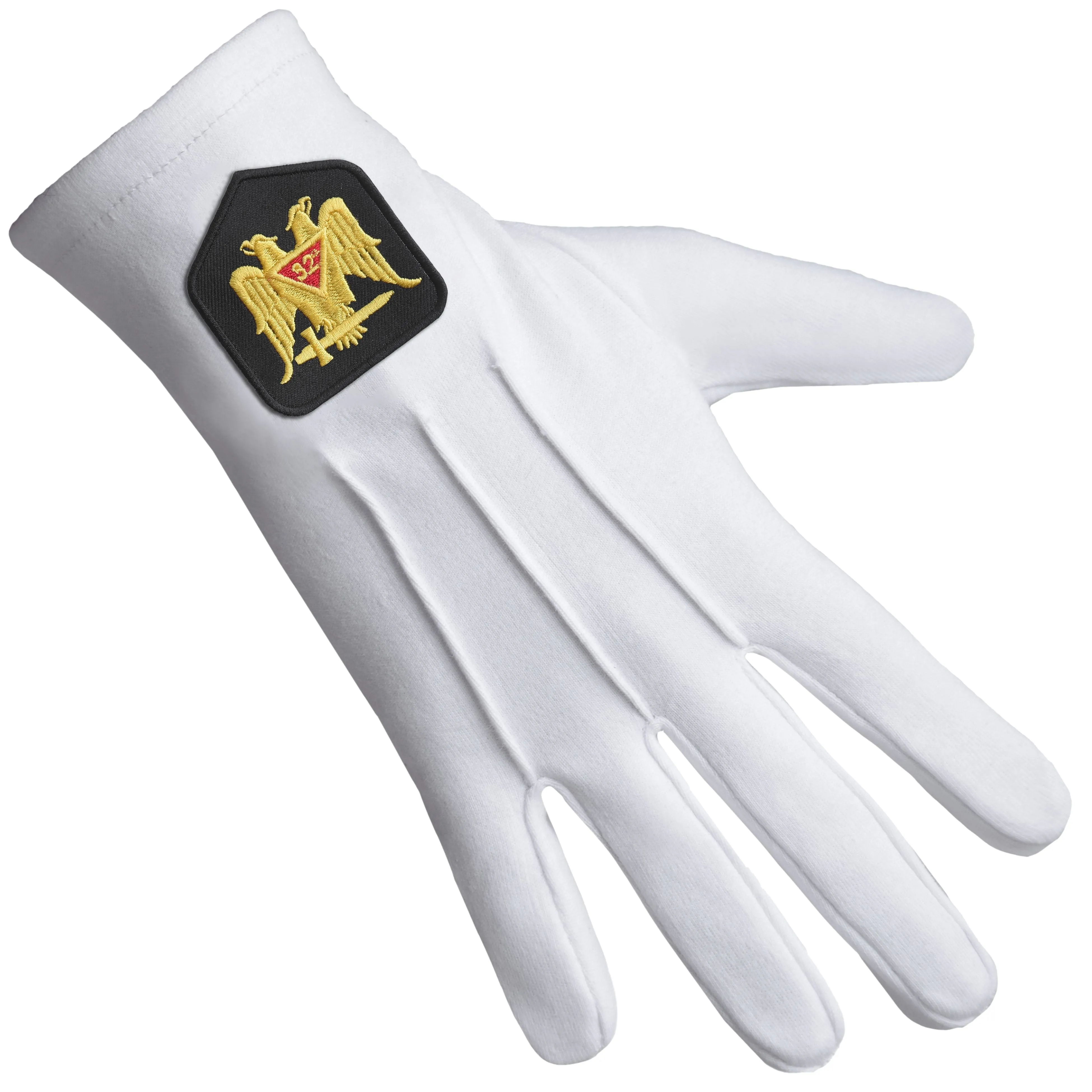 32nd Degree Scottish Rite Gloves - Pure Cotton With Double Eagle