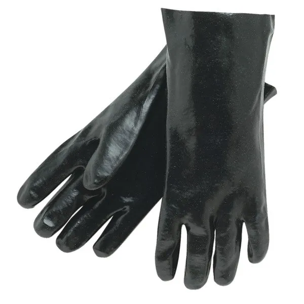 6300 MCR Safety Interlock Liner Gloves, Large, PVC, Black, 14 Inch L