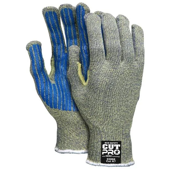 93868L MCR Safety Cut Resistant Gloves, Kevlar/Steel, Large, Blue, 7 ga THK