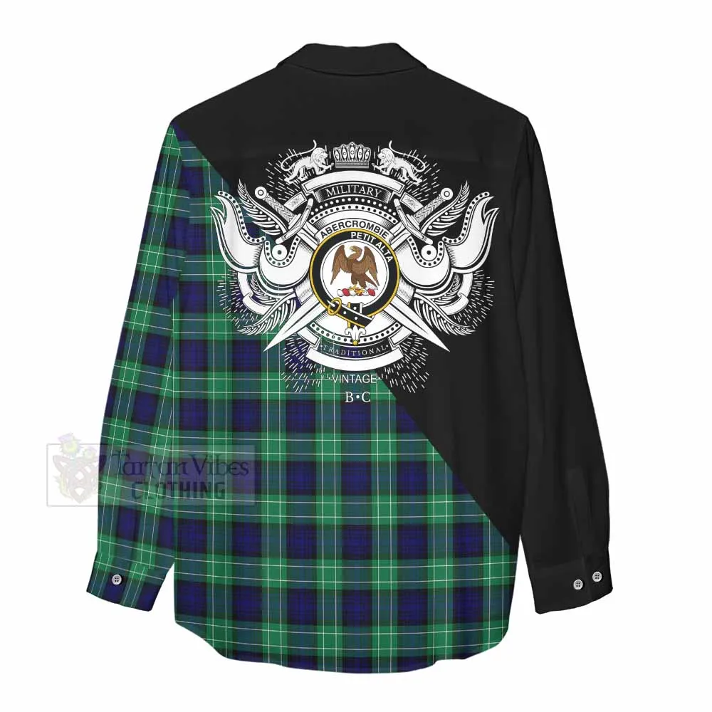 Abercrombie Tartan Women's Casual Shirt with Family Crest and Military Logo Style