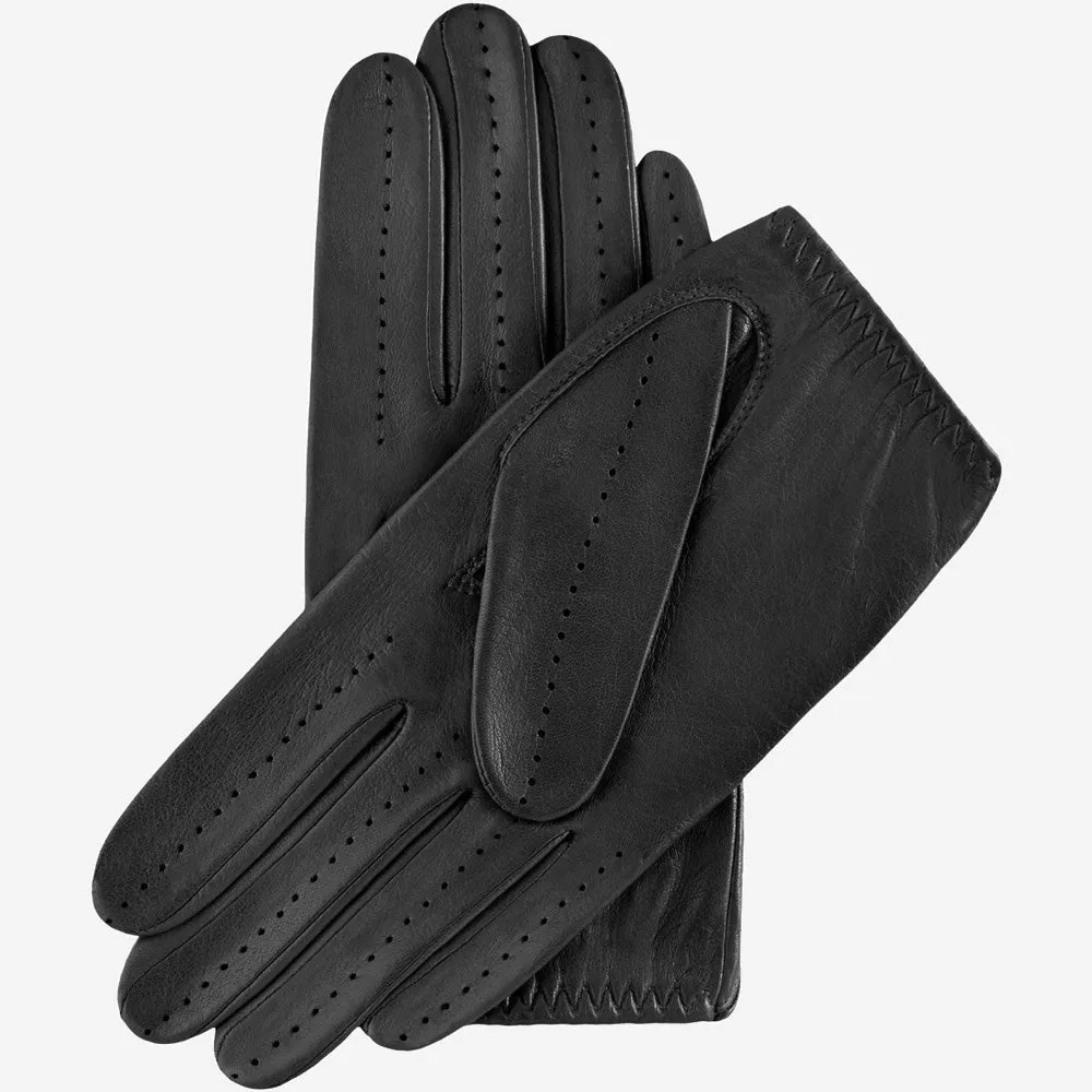 Alessa (black) - classic Italian lambskin leather driving gloves & touchscreen feature