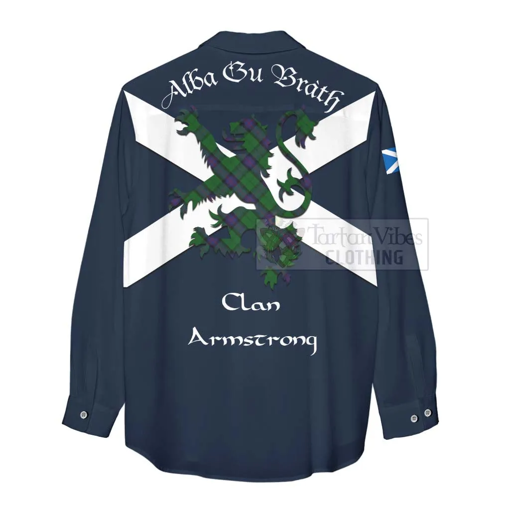 Armstrong Tartan Lion Rampant Women's Casual Shirt Proudly Display Your Heritage with Alba Gu Brath and Clan Name