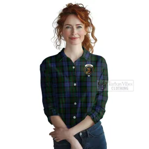 Baird Tartan Women's Casual Shirt with Family Crest Celtic Skull Style