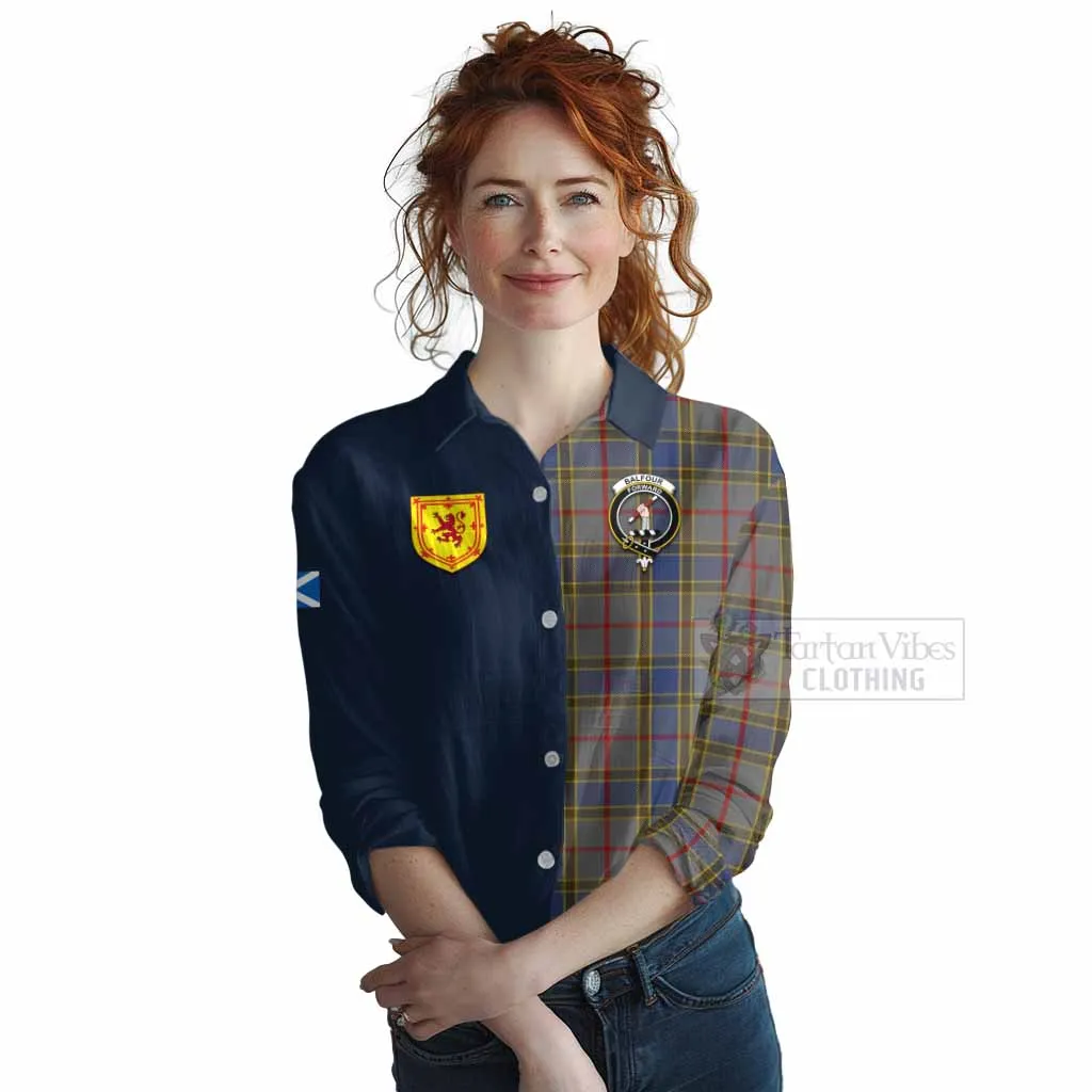 Balfour Tartan Women's Casual Shirt Alba with Scottish Lion Royal Arm Half Style