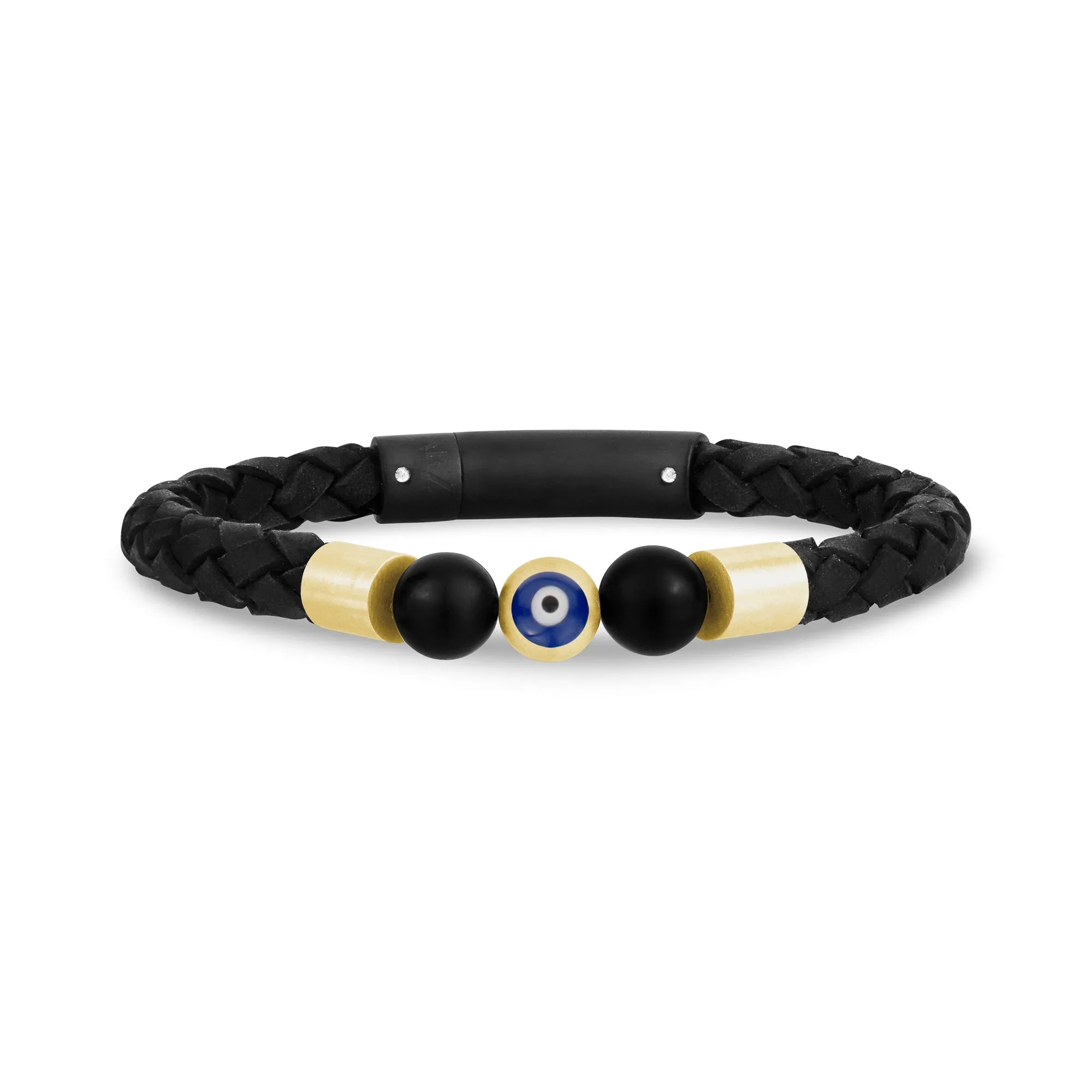 Black Leather Evil Eye Bracelet