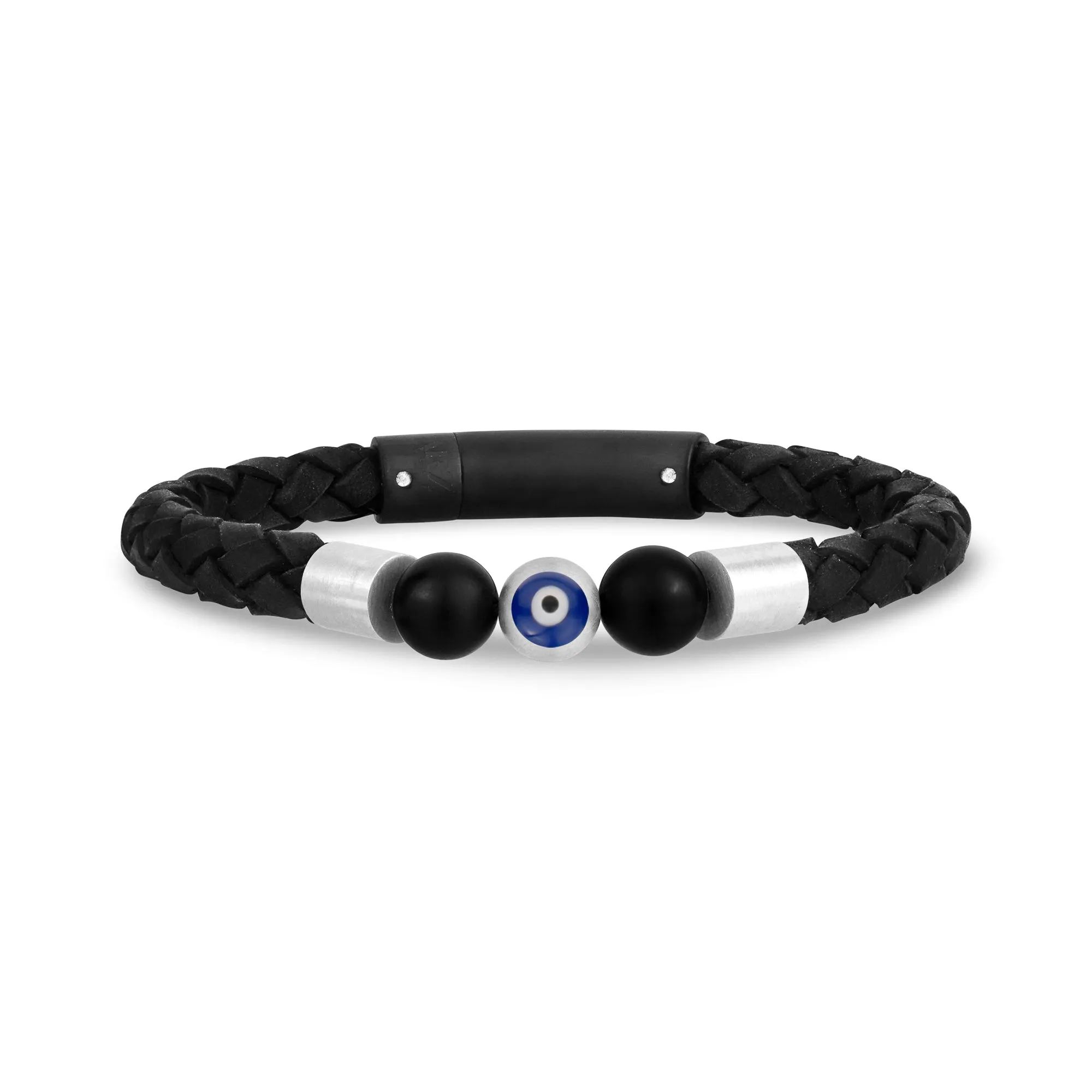 Black Leather Evil Eye Bracelet