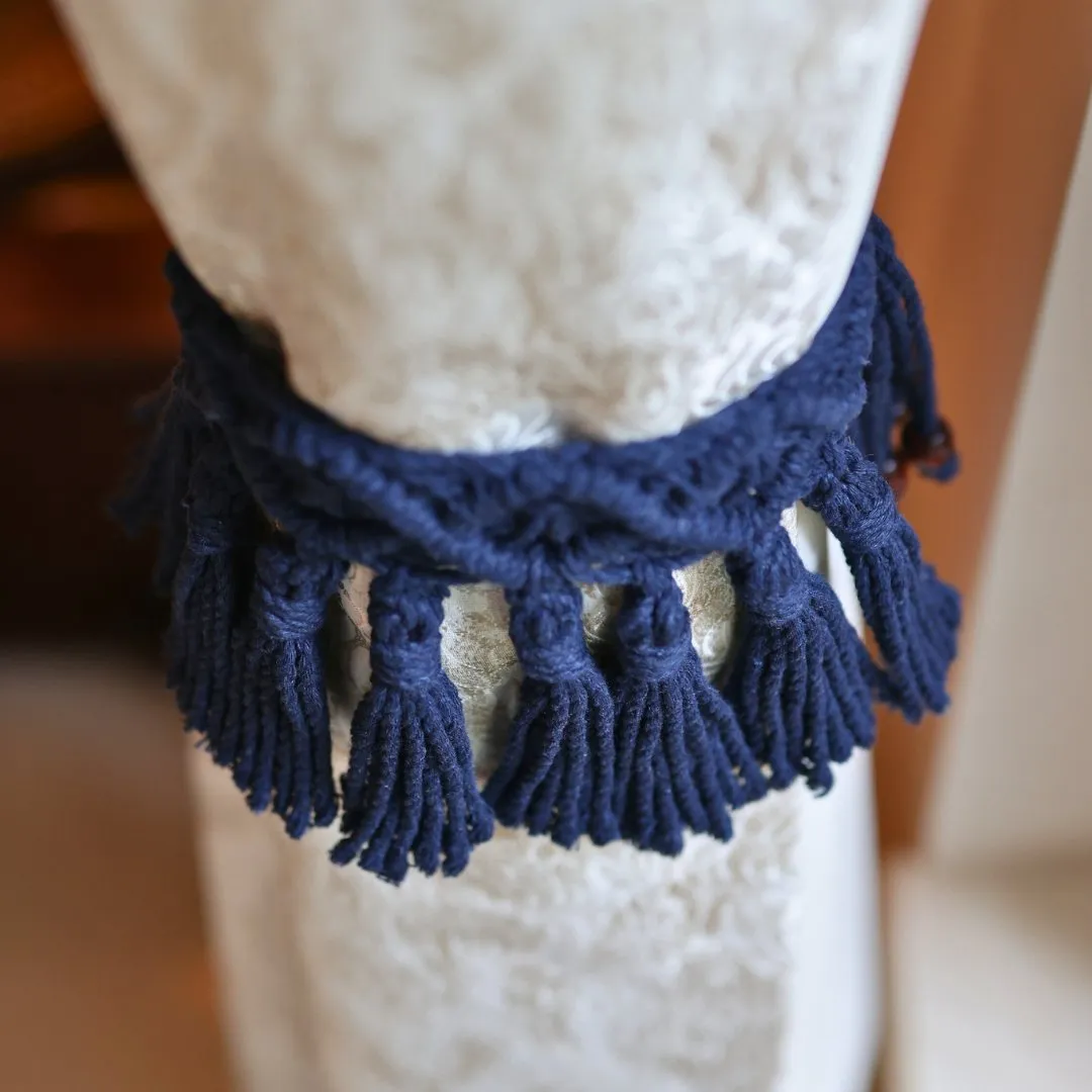 Blue Macrame Tassel Curtain Ties