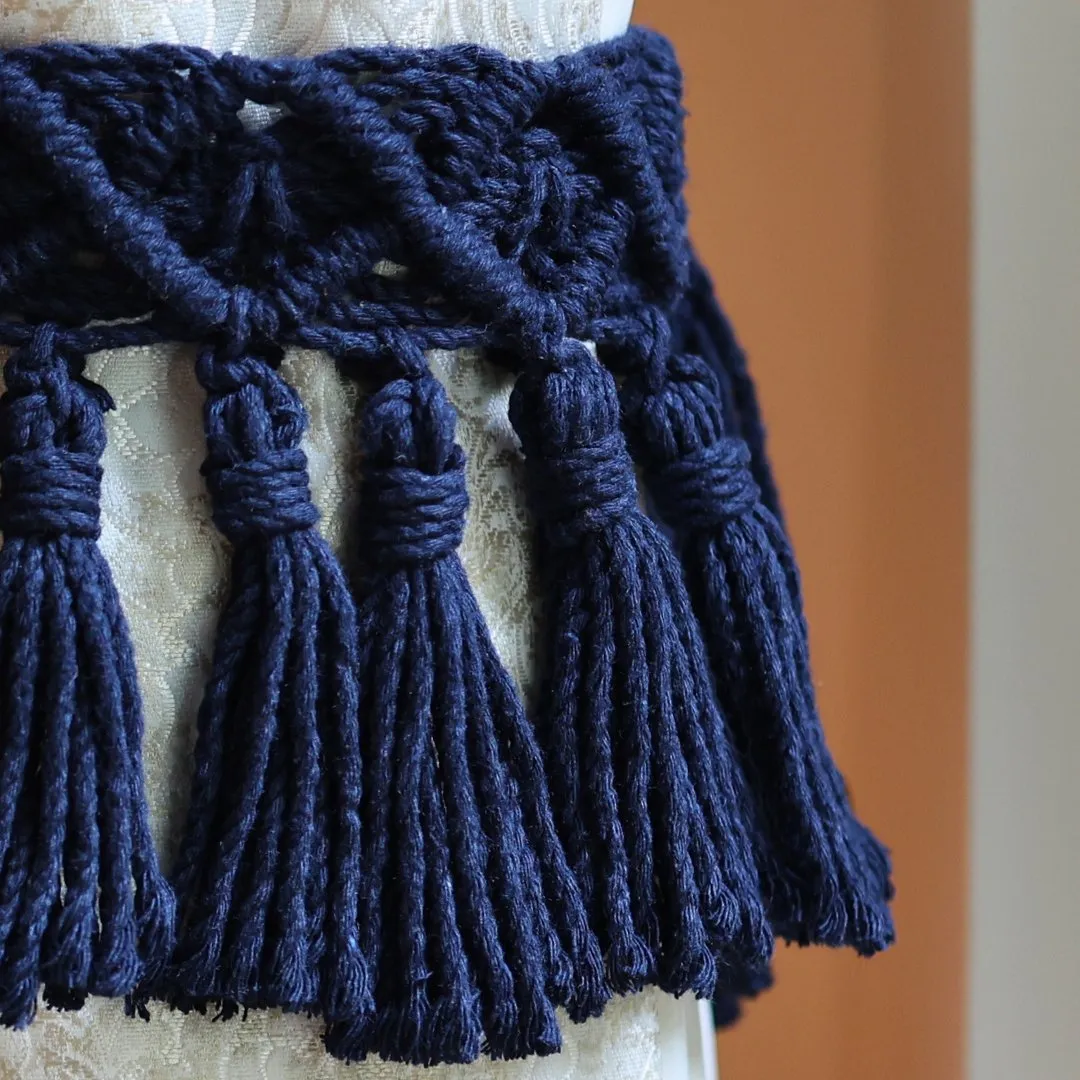 Blue Macrame Tassel Curtain Ties