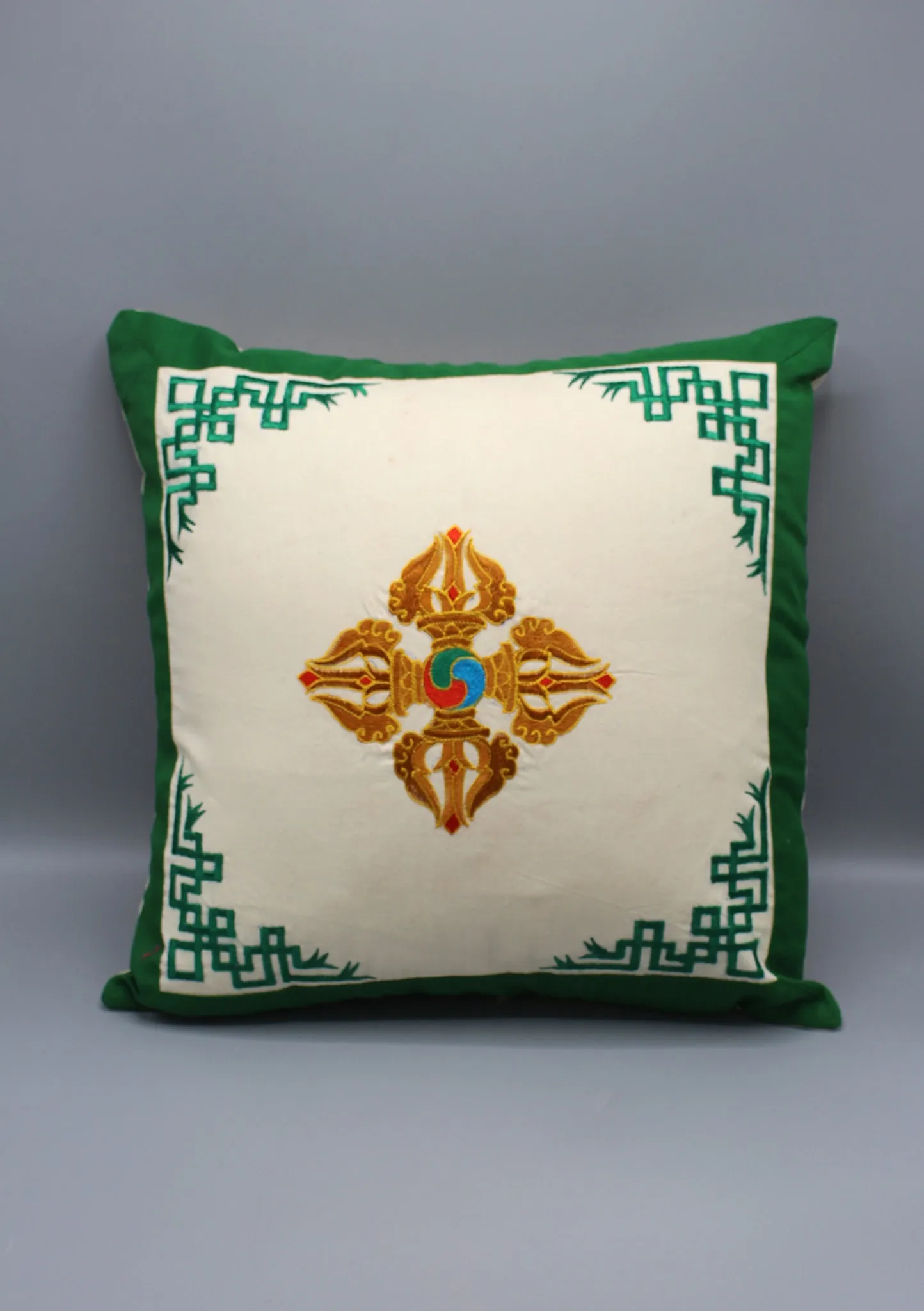 Buddhist Ritual Double Dorjee Embroidery Cushion Cover