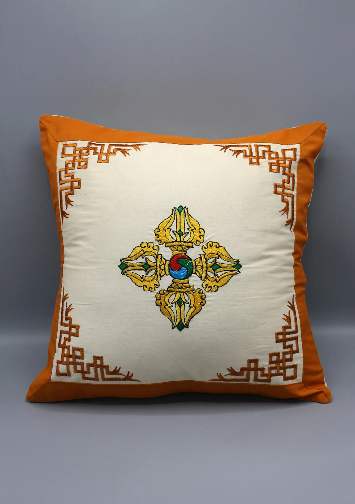 Buddhist Ritual Double Dorjee Embroidery Cushion Cover