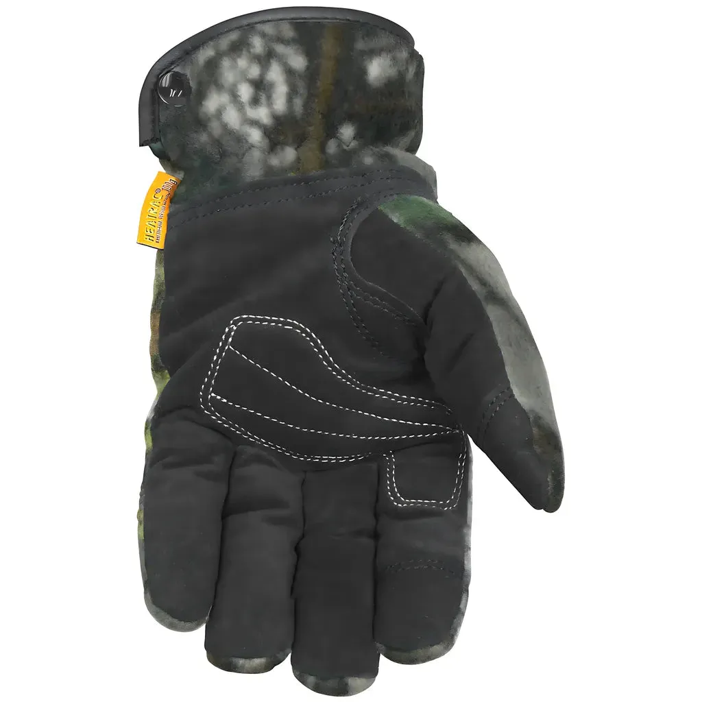 Caiman 2394-5 Synthetic Leather Palm Glove with Camouflage Fleece Back and Heatrac Insulation