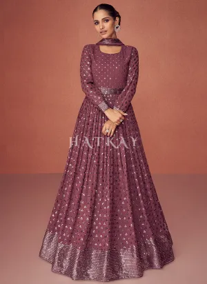 Cannon Pink Sequence Embroidered Festive Anarkali Suit