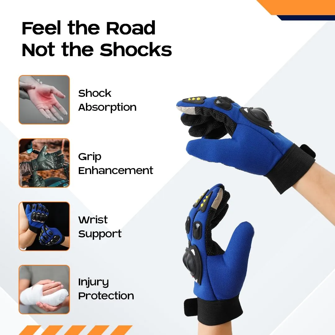 CARBINIC Full Finger Bike Riding Gloves - Polyester, Touch Screen Sensitive, Off-Road Protection for New Age Commuters (XL, Blue, Biking & Cycling) (M, Blue)