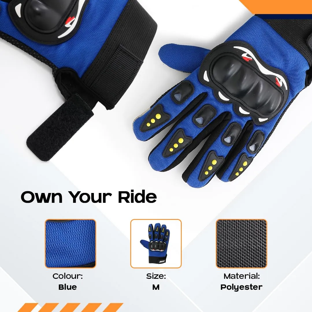 CARBINIC Full Finger Bike Riding Gloves - Polyester, Touch Screen Sensitive, Off-Road Protection for New Age Commuters (XL, Blue, Biking & Cycling) (M, Blue)