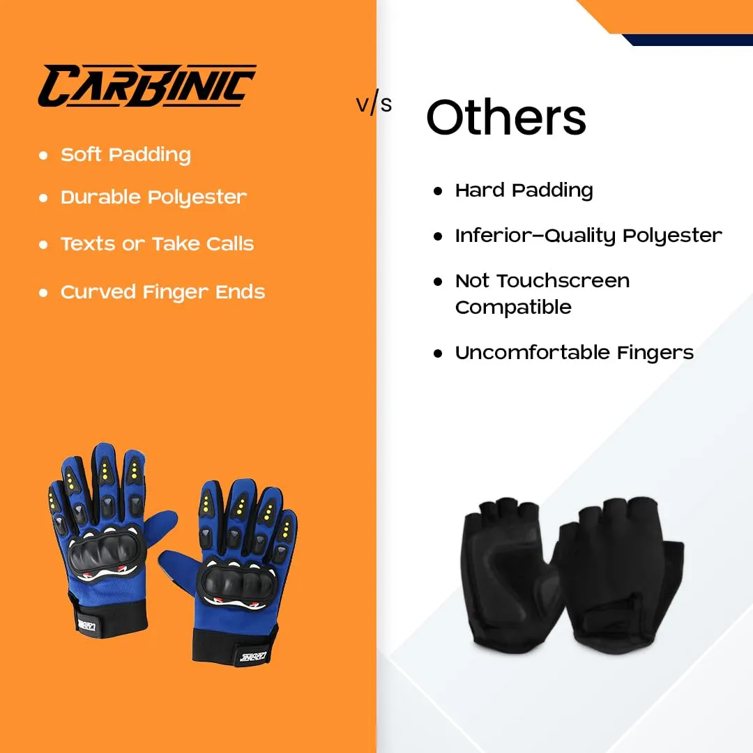 CARBINIC Full Finger Bike Riding Gloves - Polyester, Touch Screen Sensitive, Off-Road Protection for New Age Commuters (XL, Blue, Biking & Cycling) (M, Blue)