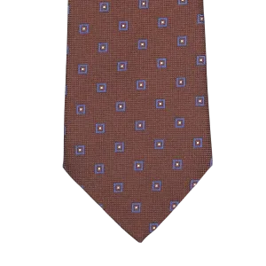 Cinnamon Brown Geometric Printed Silk Tie