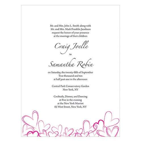 Contemporary Hearts Invitation