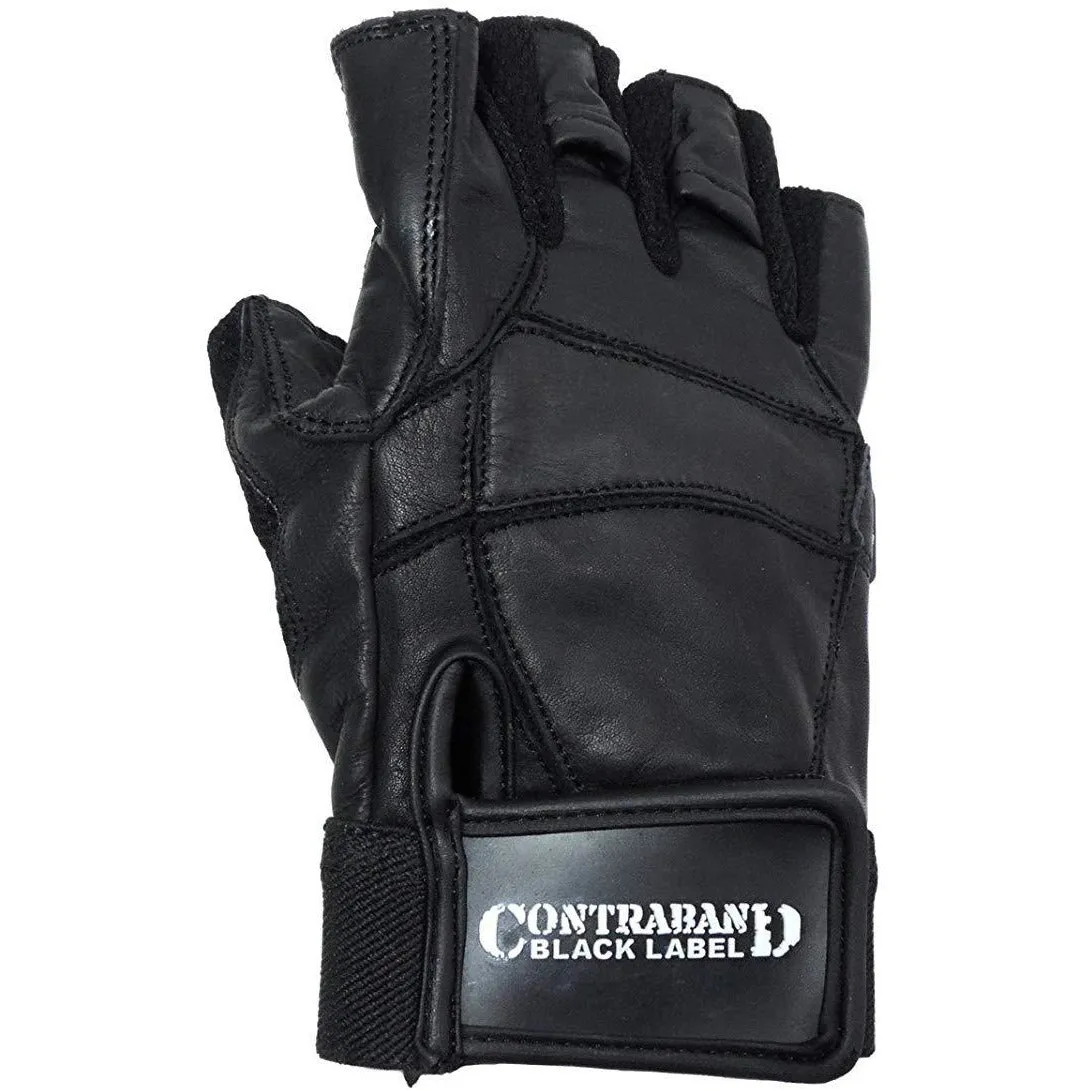 Contraband Black Label 5890 Premium Leather Weight Lifting Gloves w/ Rubber Xtreme Traction Pads