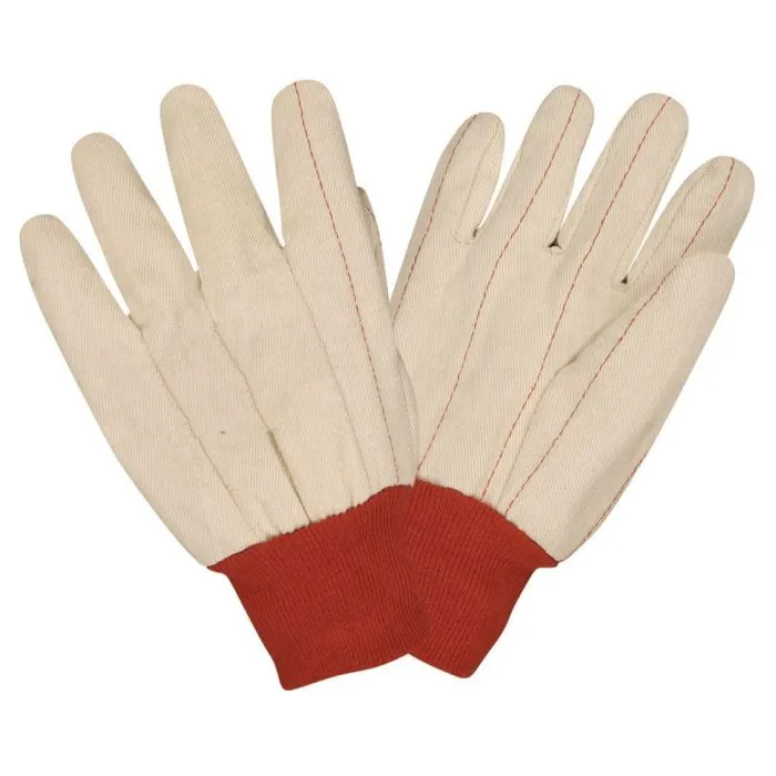 Cordova 24101 Red Knit Wrist Canvas Double Palm Gloves, Nap-In, Natural, 1 Dozen