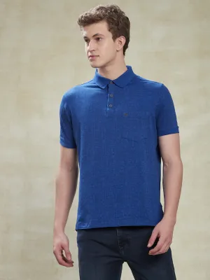 Cotton Stretch Royal Blue POLO Half Sleeve Casual Mens Printed T-Shirt