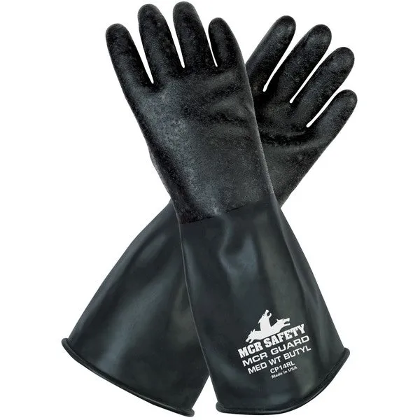 CP14RL MCR Safety MCR Guard Gloves, Large, Butyl, Black, 14 Inch L