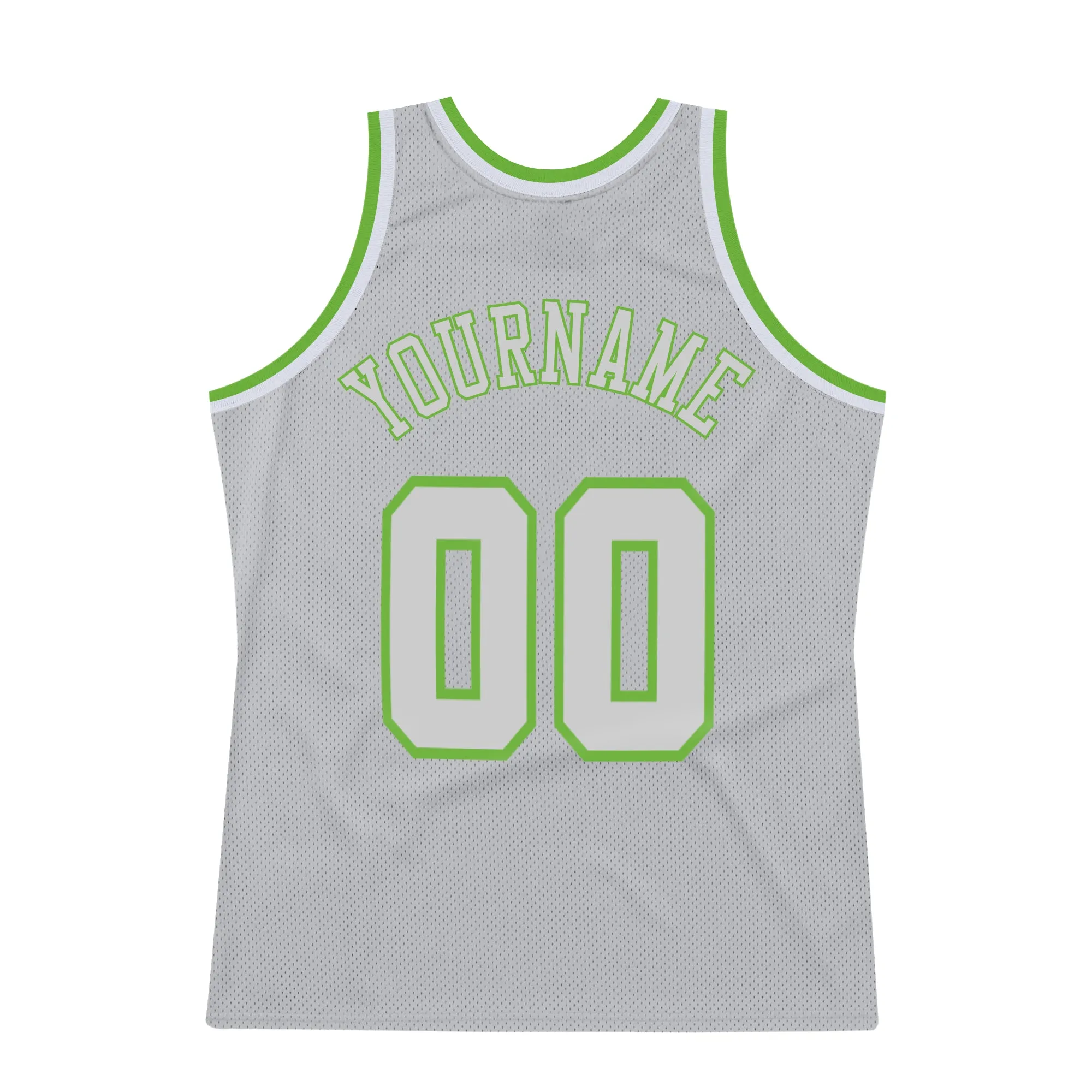 Custom Gray Gray-Neon green Authentic Throwback Basketball Jersey