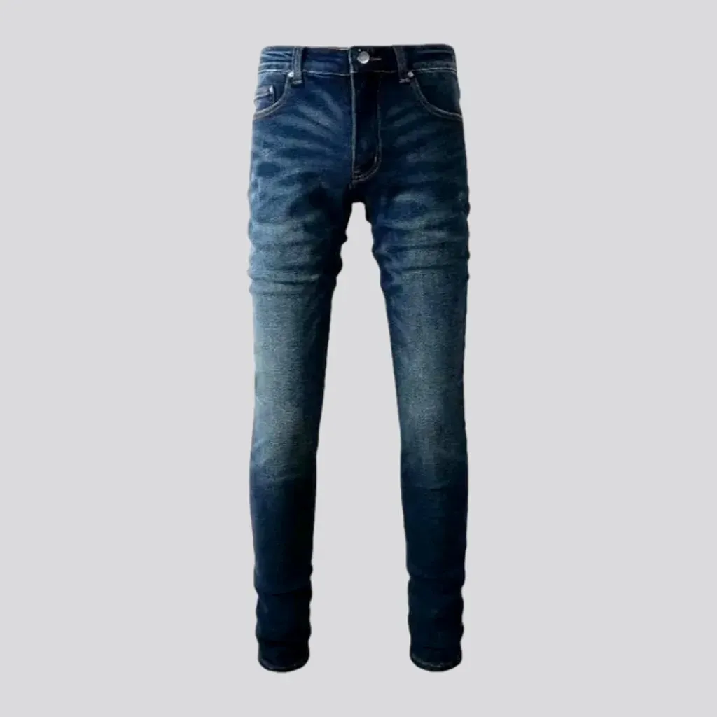 Dark-wash men's casual jeans