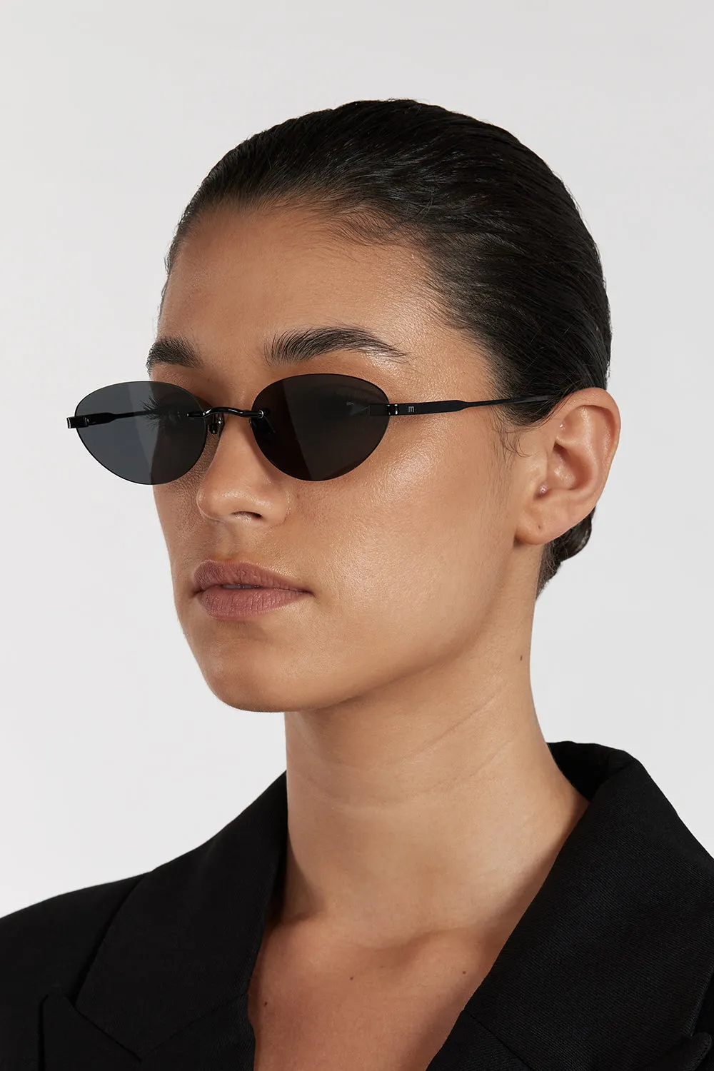 ELISA JOHNSON TRINITY GLOSS BLACK SUNGLASSES