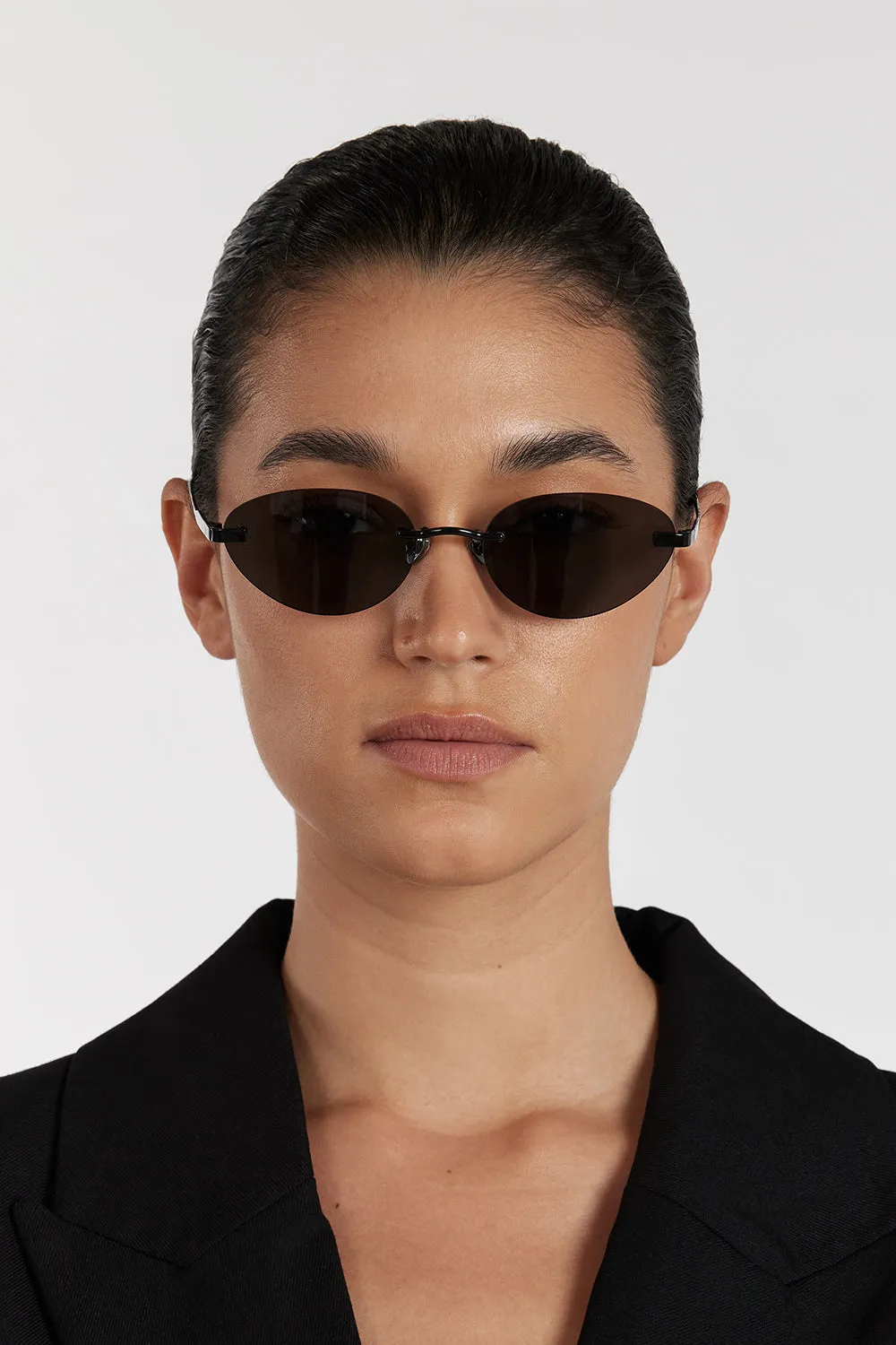 ELISA JOHNSON TRINITY GLOSS BLACK SUNGLASSES