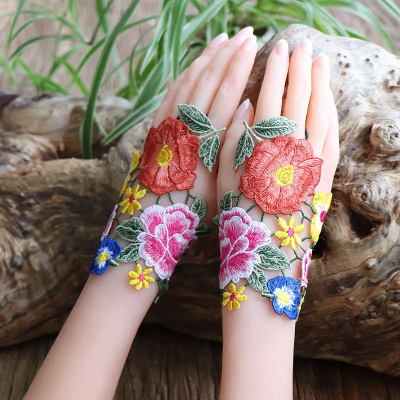 Ethnic Fabric Art Ethnic Style Hollow Lace Embroidery Gloves Wristband Bracelet