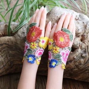 Ethnic Fabric Art Ethnic Style Hollow Lace Embroidery Gloves Wristband Bracelet