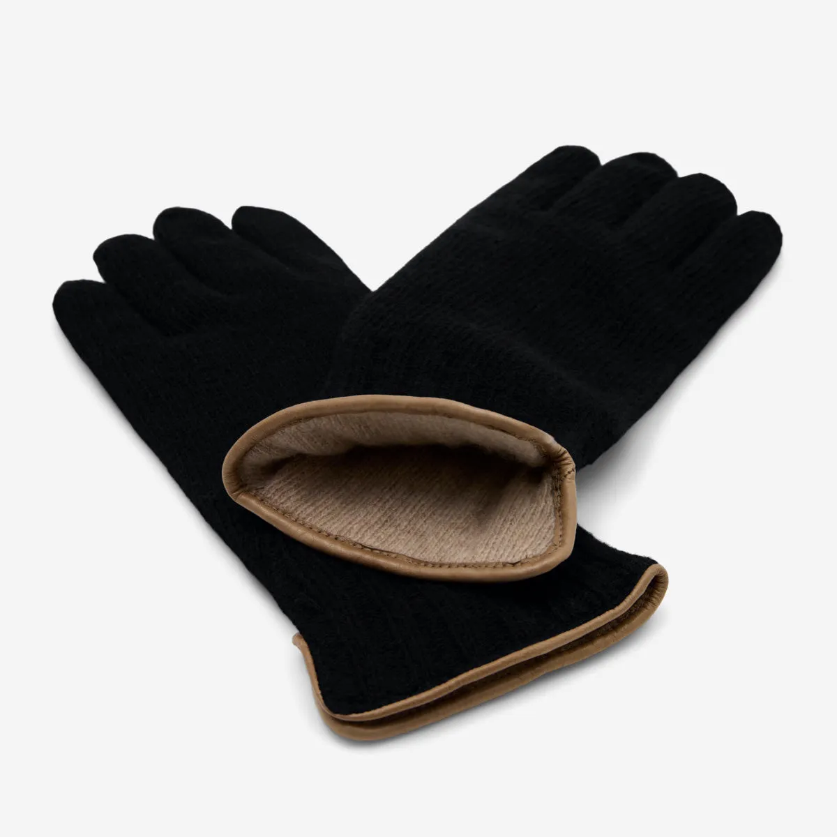 Florentina (black) - Handmade Italian knitted wool gloves with luxurious cashmere lining