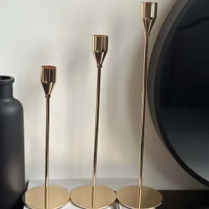 Gold Contemporary Taper Candle Stands set of 3