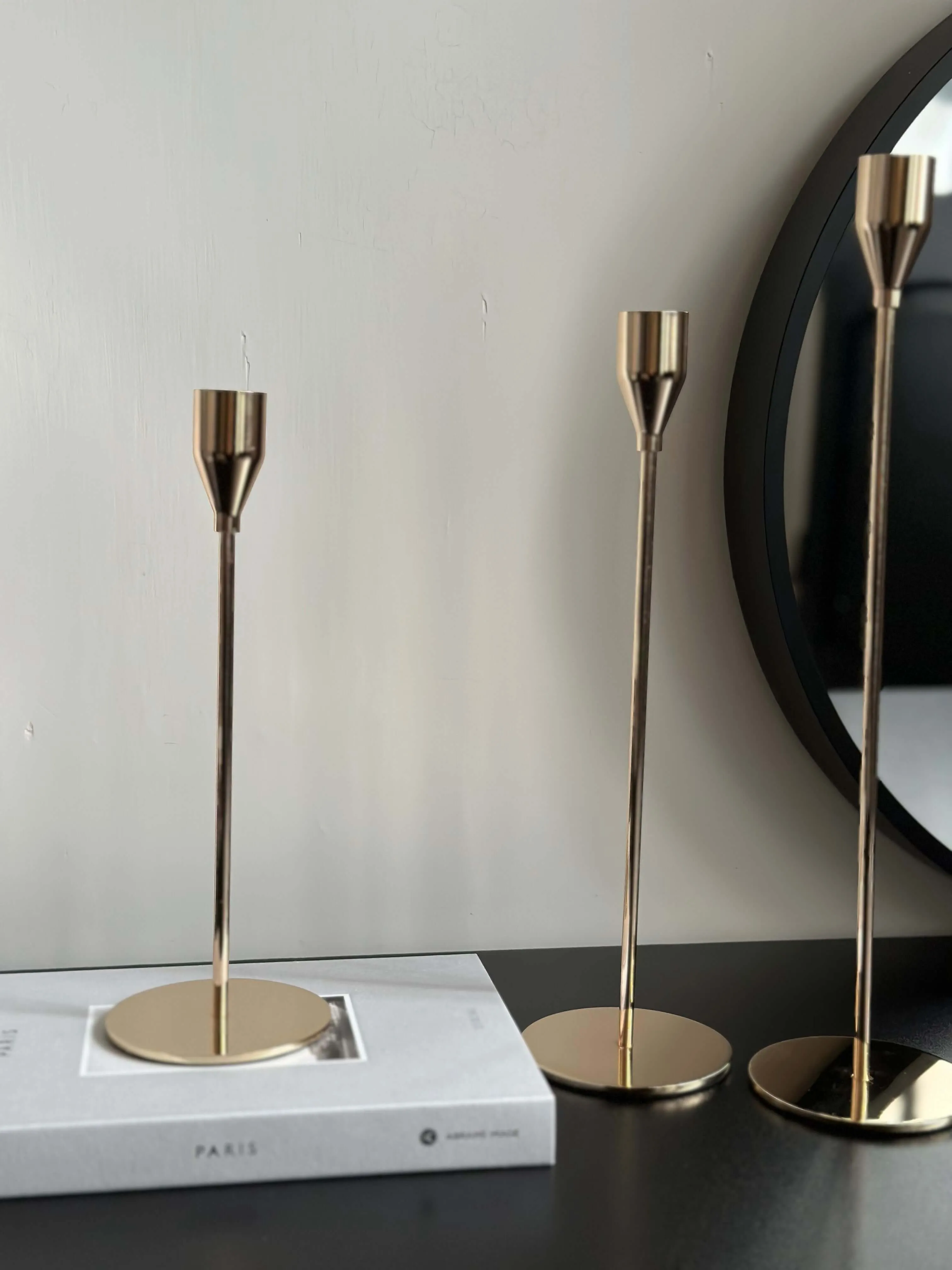 Gold Contemporary Taper Candle Stands set of 3