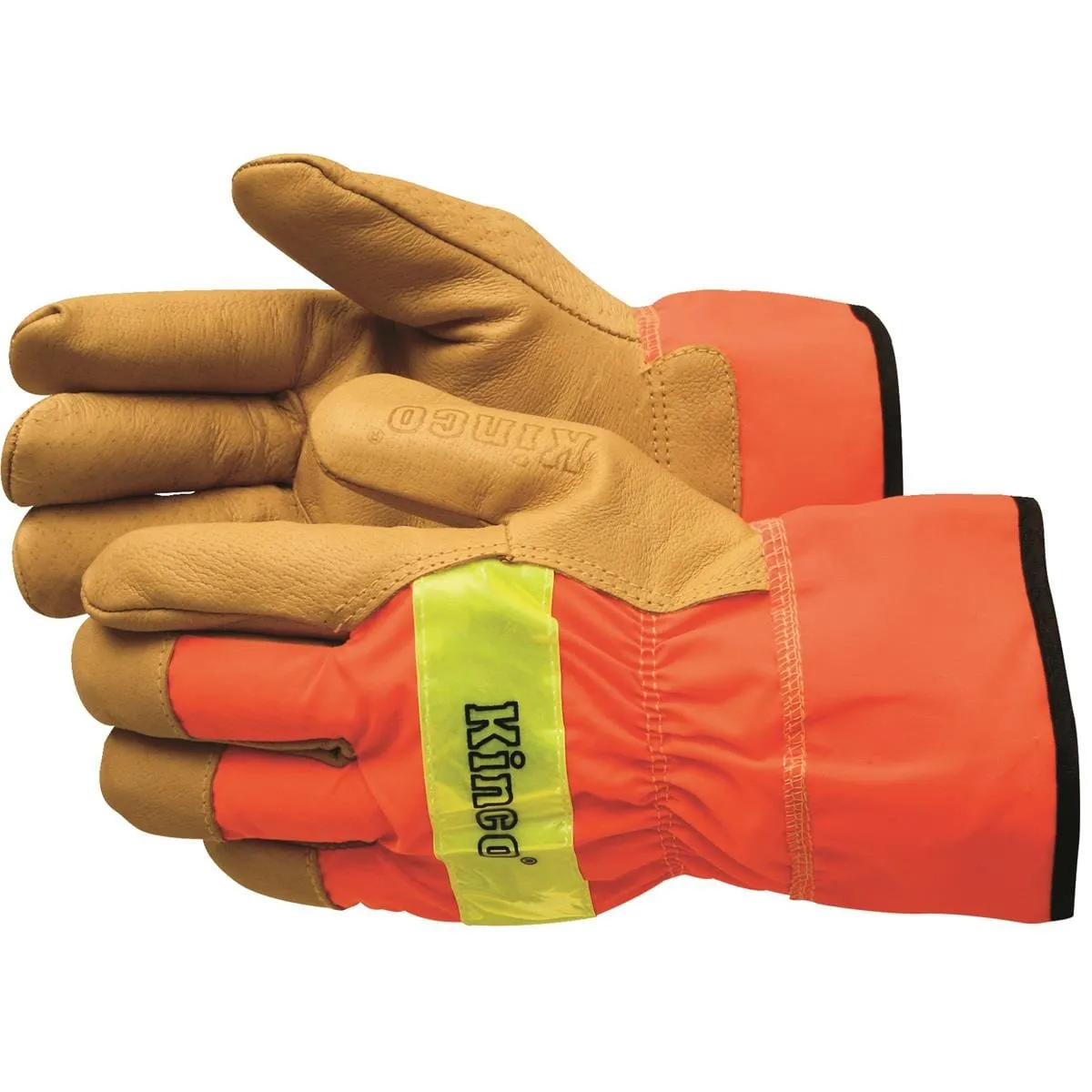 Kinco Pigskin Leather Palm Gloves, Bright Orange