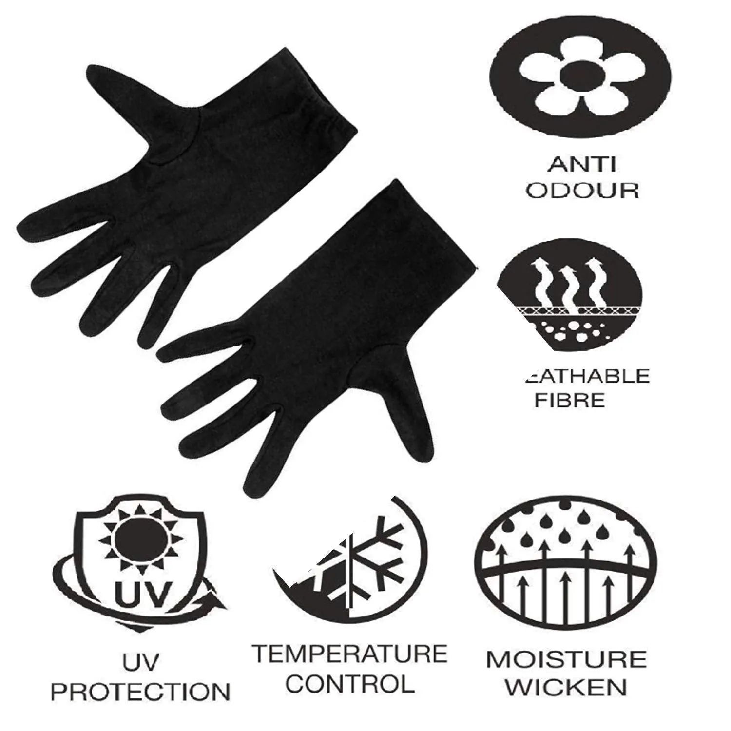 Kuber Industries Men's & Women's Cotton Hand Summer Gloves for Protection from Sun Burn/Heat/Pollution (Pack Of-2 Pairs, Black)-MASK46441