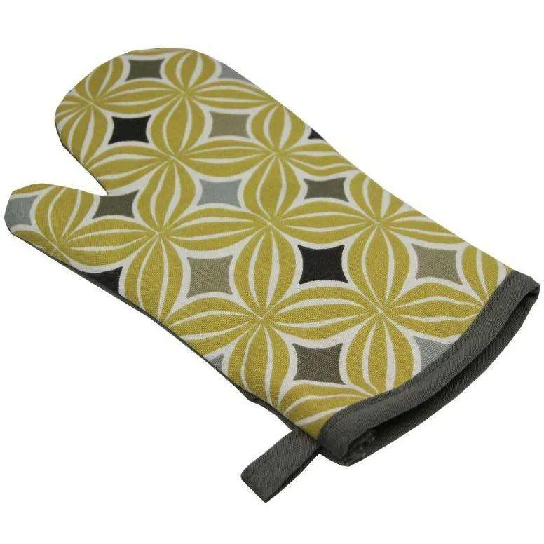 Laila Yellow Cotton Print Oven Mitt