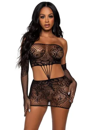 Leg Avenue Strappy Lace Tube Dress and Matching Gloves