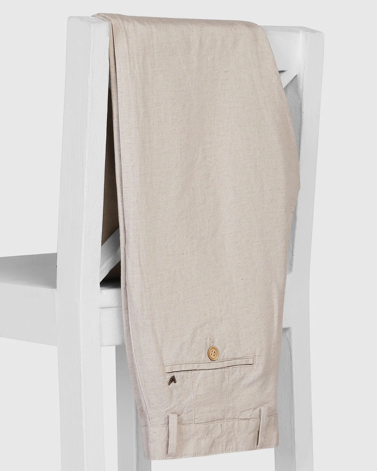 Linen Must Haves Slim Comfort B-95 Casual Beige Solid Khakis - Kinsley