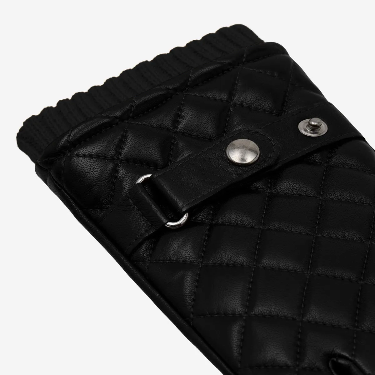 Luca (black) - Italian lambskin leather gloves with cashmere lining and checkered pattern