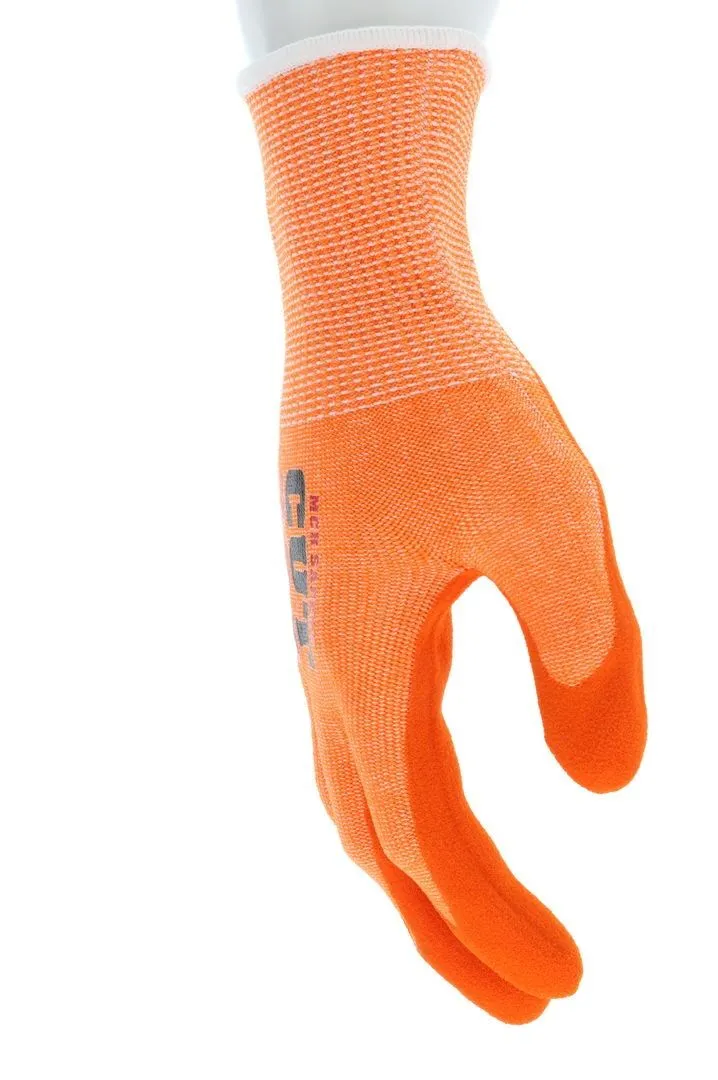 MCR Safety Cut Pro 92730HV 13 Gauge Hypermax Shell, Sandy Nitrile Foam Coated Work Gloves, Hi-Vis Orange, 1 Pair