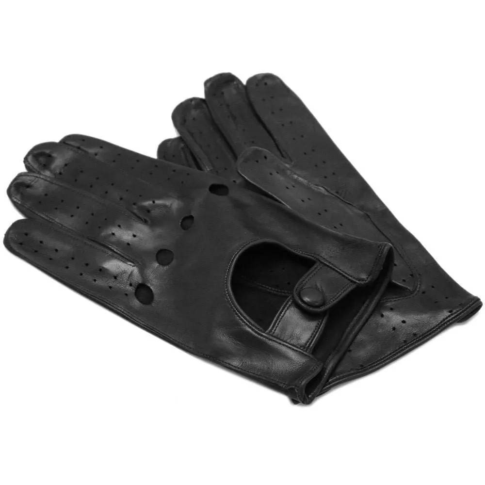 Men's Black Leather Napoli Driving Gloves