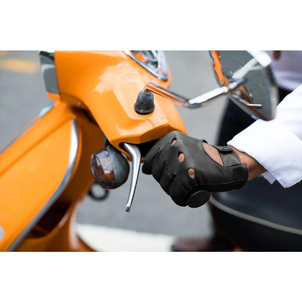 Men's Black Leather Napoli Driving Gloves