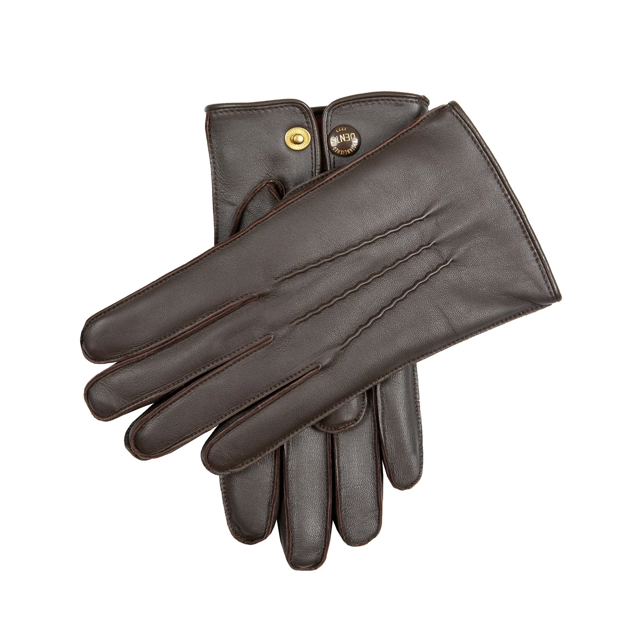 Men’s Heritage Touchscreen Three-Point Fur-Lined Leather Gloves