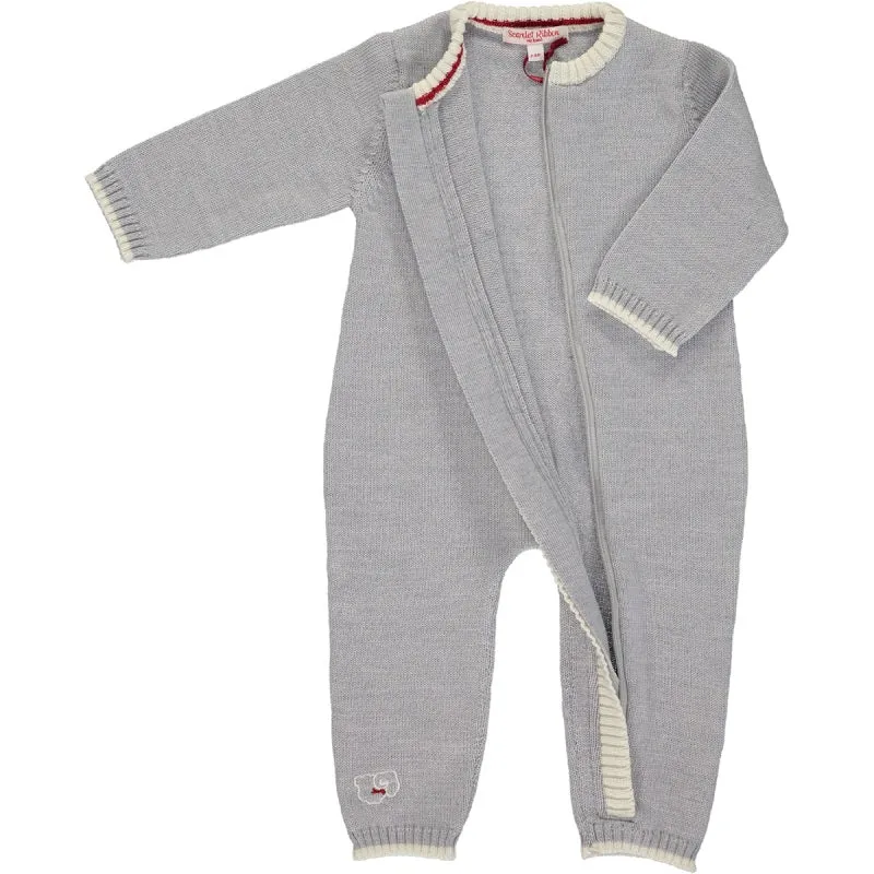 Merino Zip-Up Baby Daysuit - Mist