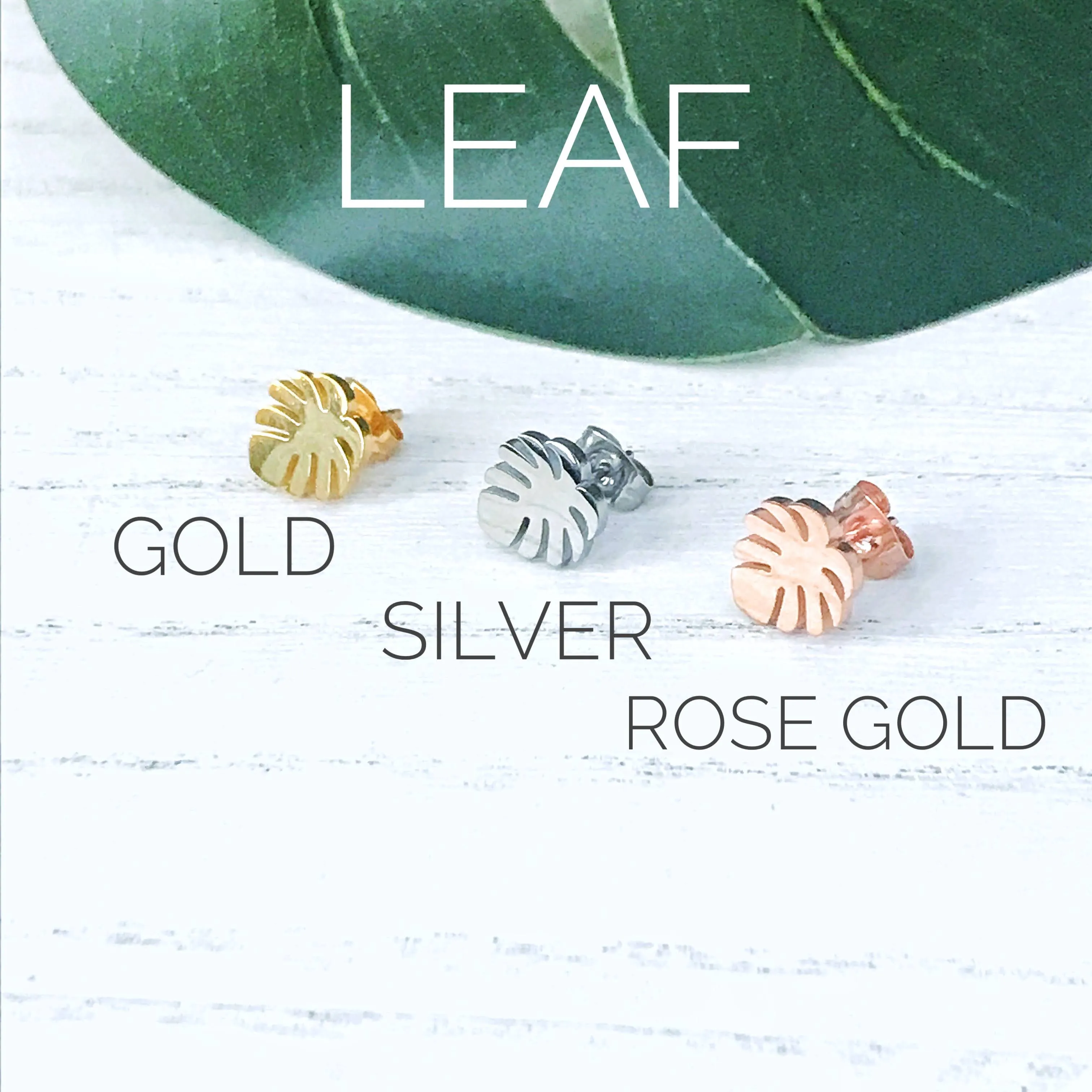 Nature Inspired Stainless Steel Post Earrings -- Flowers, Mountains, Cactus, Waves