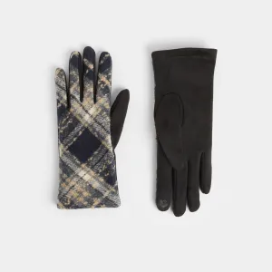 Plaid Touchscreen Gloves - Black Plaid