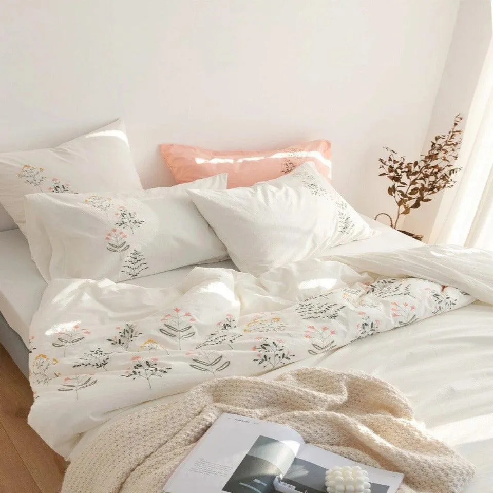 Plants Embroidery Duvet Set